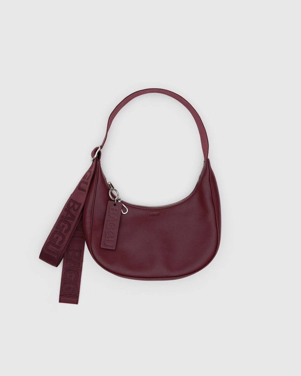BAGGU Products Small Recycled Leather Crescent Bag - Mahogany