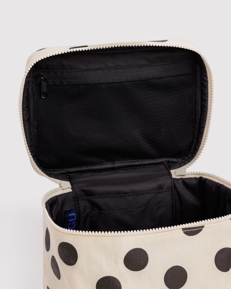 BAGGU  Large Cosmetic Case - Cream and Black Polka Dot