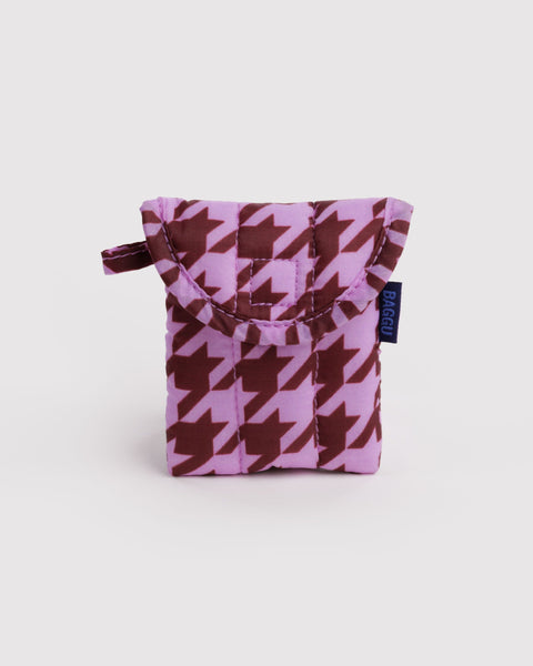 BAGGU Cases & Sleeves Puffy Earbuds Case - Pink Houndstooth