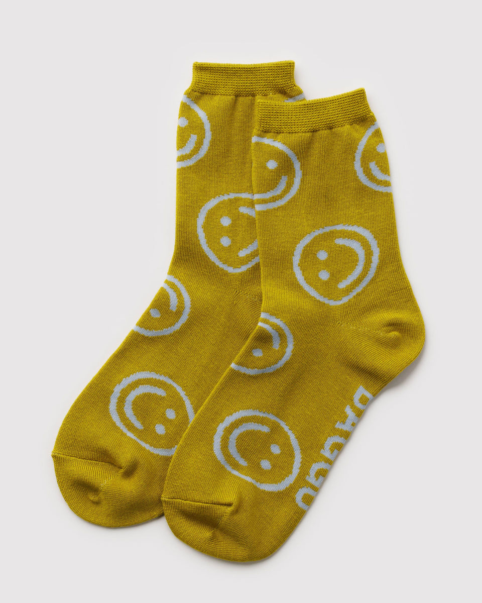 BAGGU Shop All Crew Sock - Ochre Happy