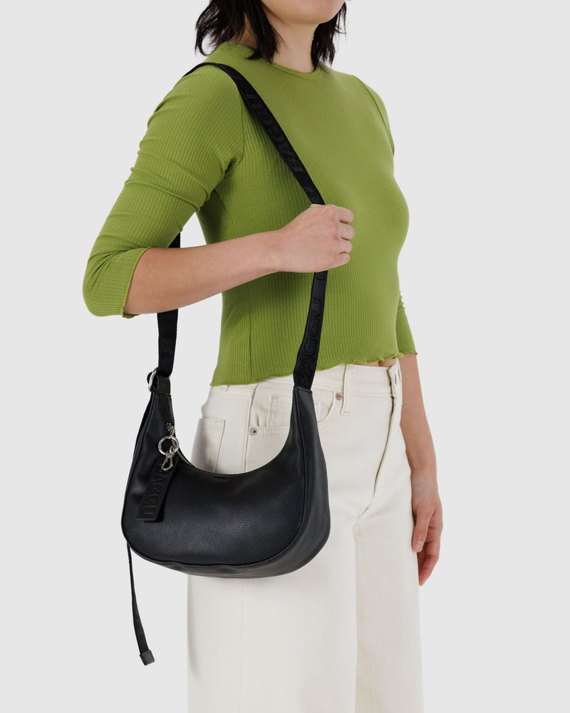 BAGGU.com  Small Recycled Leather Crescent Bag - Black