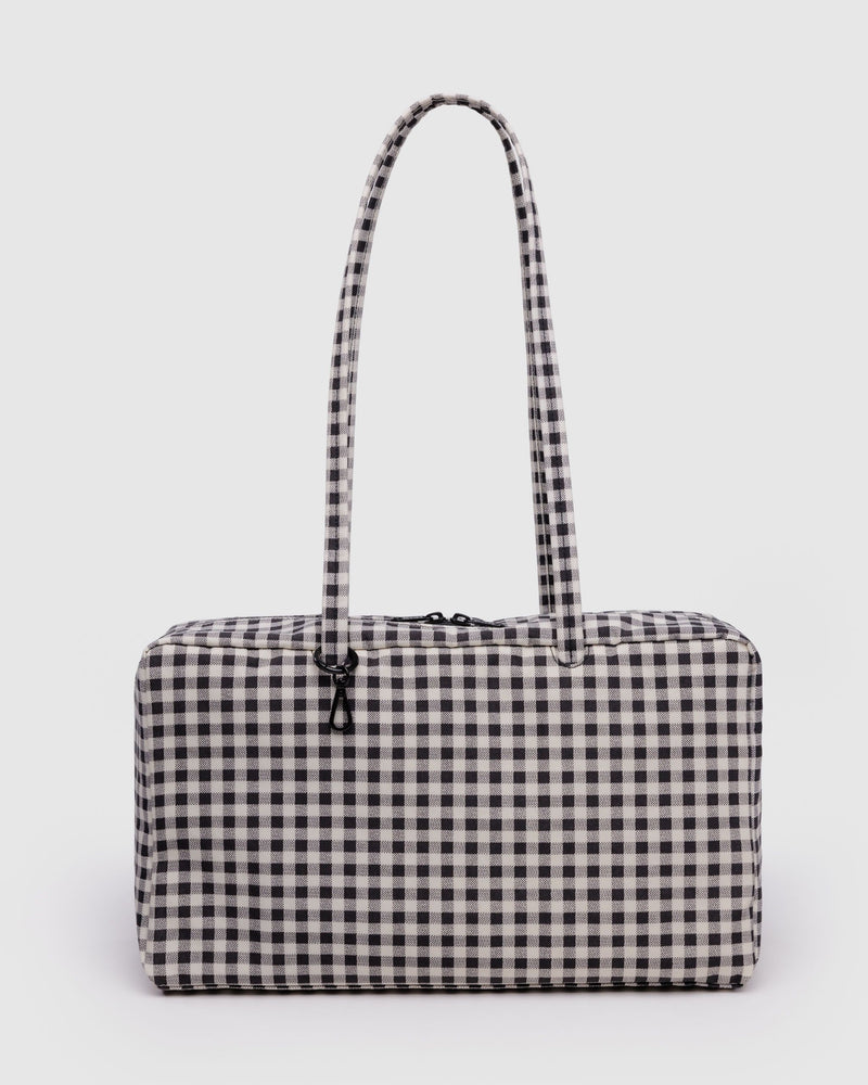 BAGGU ALL PRODUCTS Medium Nylon Bowler Bag - Black & White Gingham