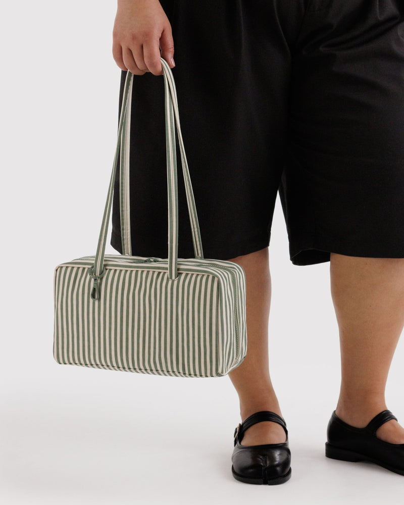 BAGGU  Nylon Bowler Bag - Sage Stripe
