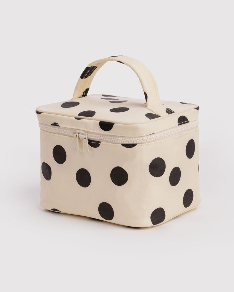 BAGGU  Large Cosmetic Case - Cream and Black Polka Dot
