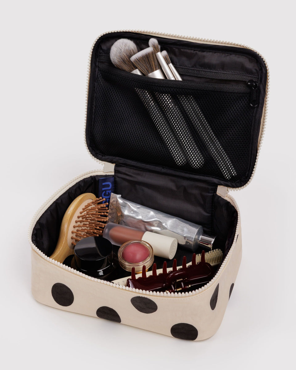 BAGGU New Arrivals Small Cosmetic Case - Cream and Black Polka Dot