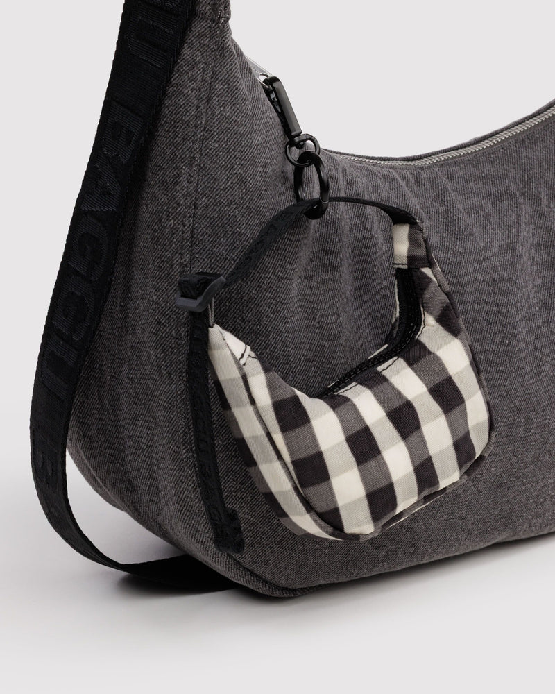 BAGGU BFCM 2024 Crescent Bag Charm - Black and Cream Gingham