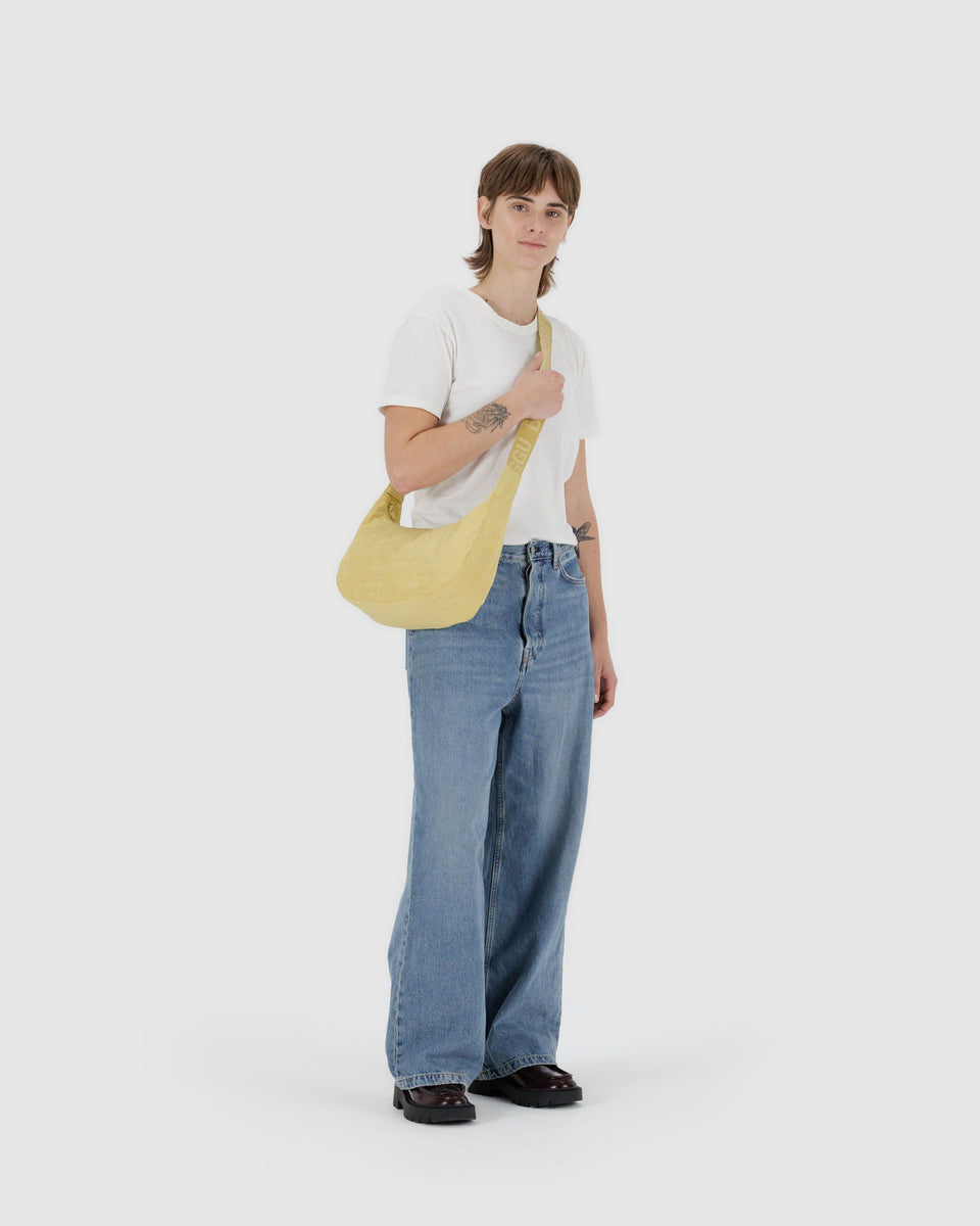 BAGGU.com Crossbody Bags Medium Nylon Crescent Bag - Butter