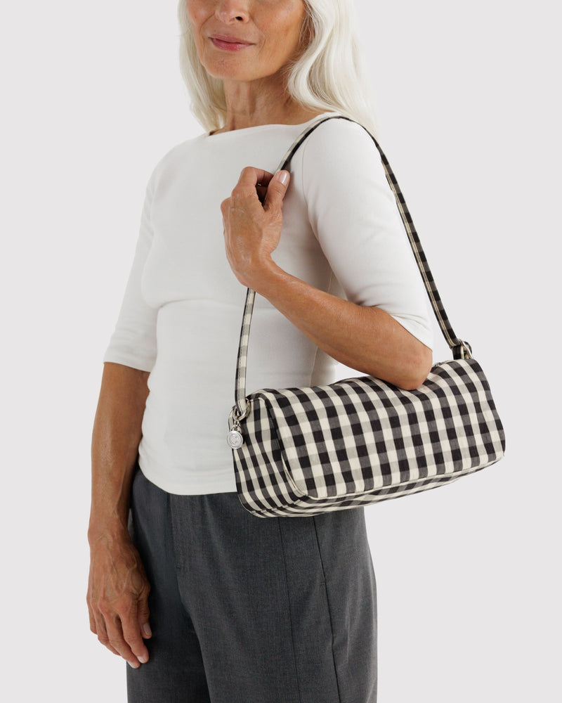BAGGU  Nylon Loaf Bag - Black and Cream Gingham