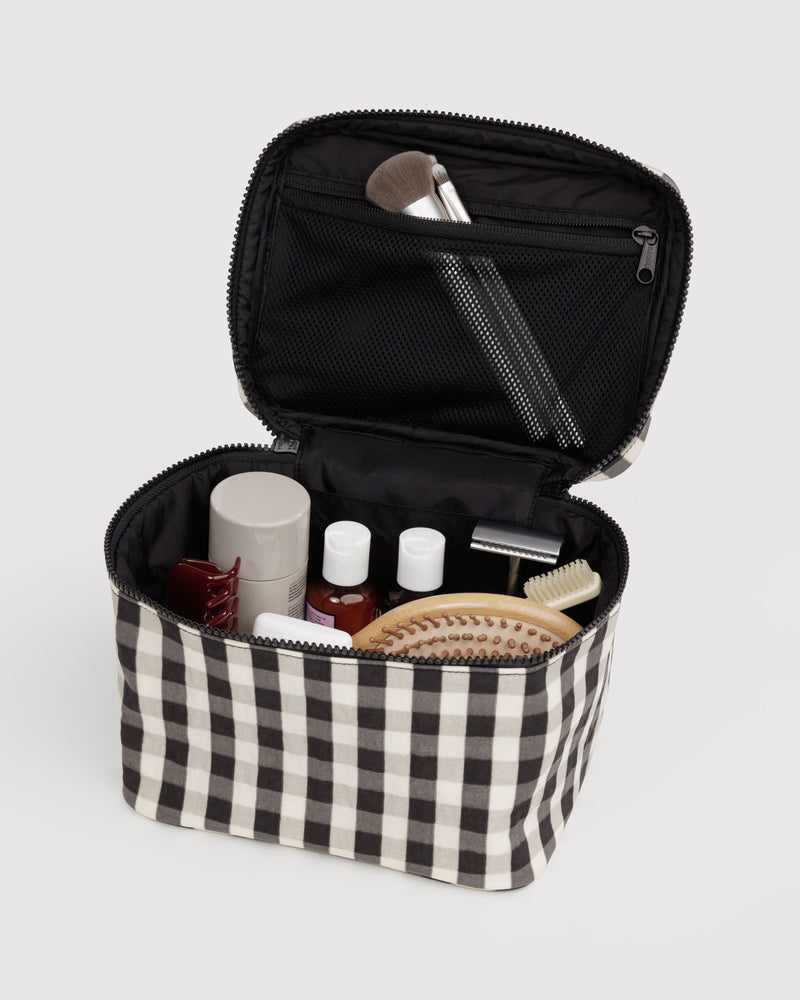 BAGGU  Large Cosmetic Case - Black and Cream Gingham