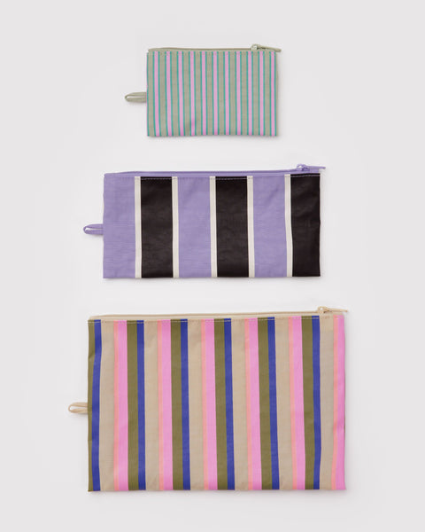 BAGGU Organization Flat Pouch Set - Candy Shop Stripes