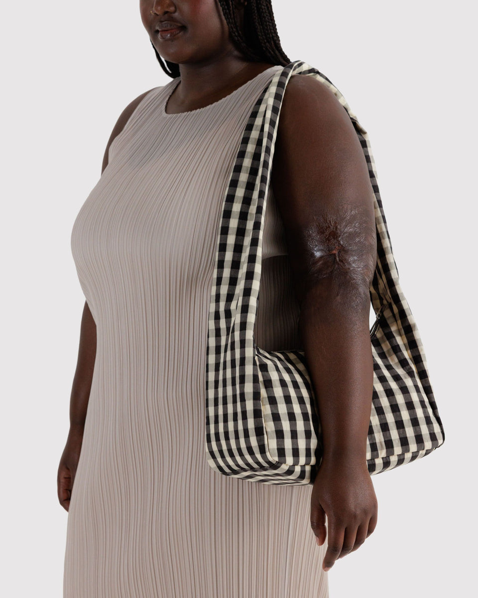 BAGGU Black Bags Nylon Meringue Bag - Black and Cream Gingham