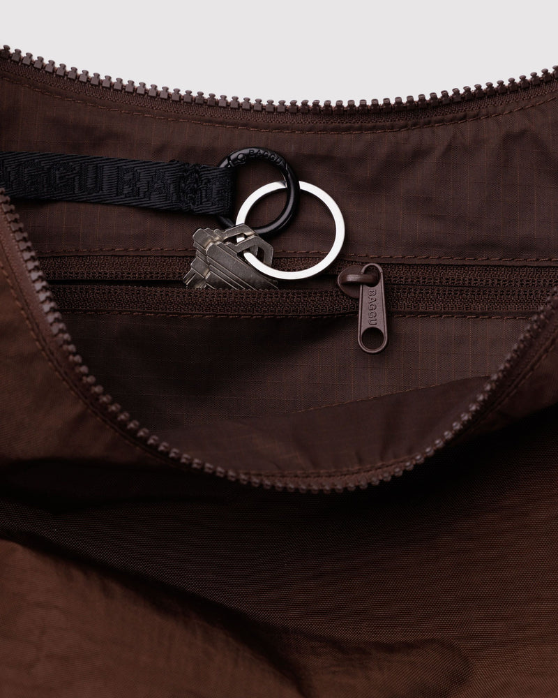 BAGGU  Medium Nylon Crescent Bag - Coffee