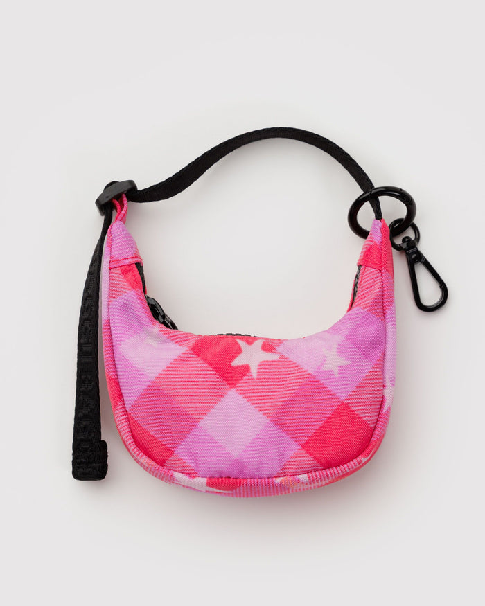 BAGGU Accessories Crescent Bag Charm - Pink Star Plaid