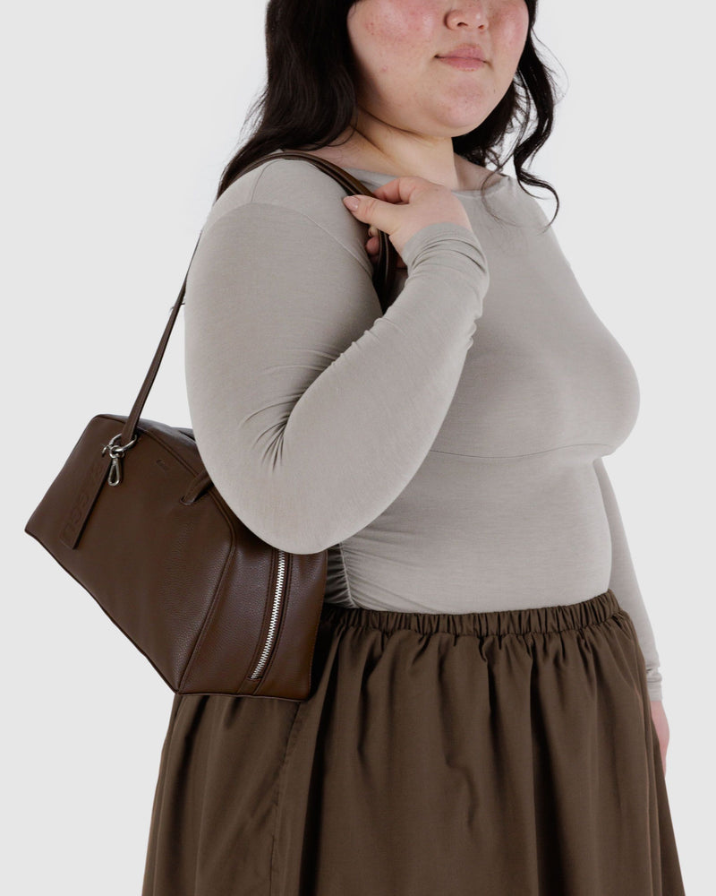 BAGGU.com New Arrivals Recycled Leather Bowler Bag - Brown