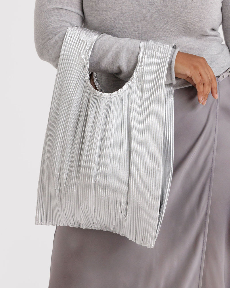 BAGGU  Pleated Baggu - Chrome Metallic