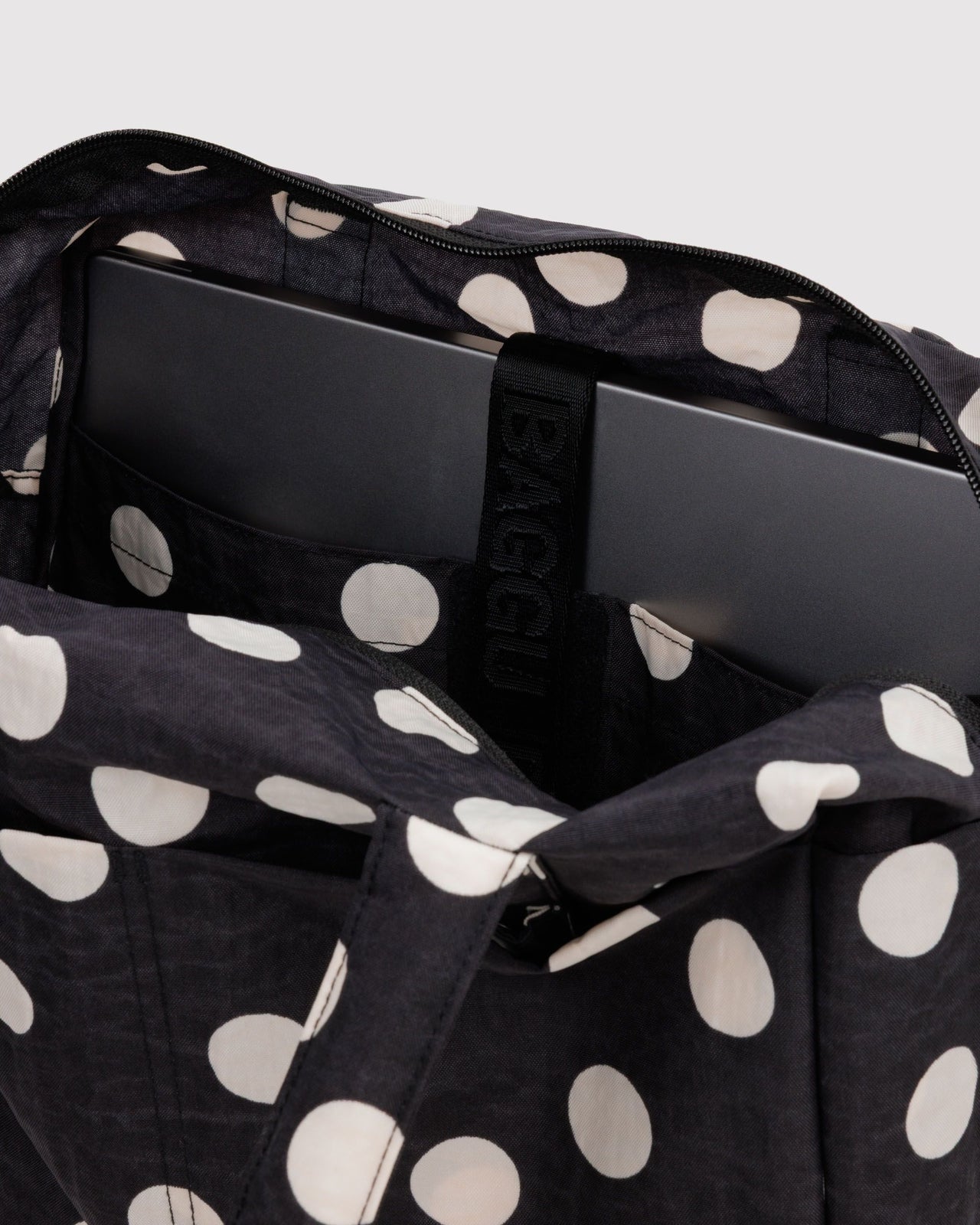 Everyday Cloud Bag - Black and Cream Polka Dot