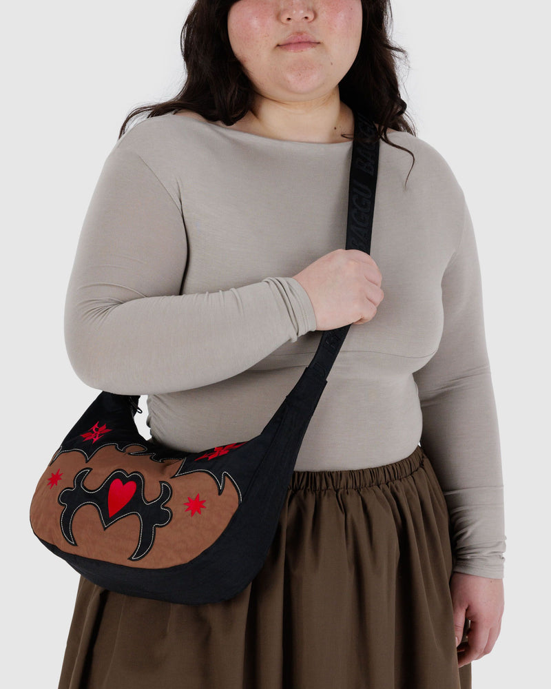 BAGGU  Medium Nylon Crescent Bag - Western Appliqué