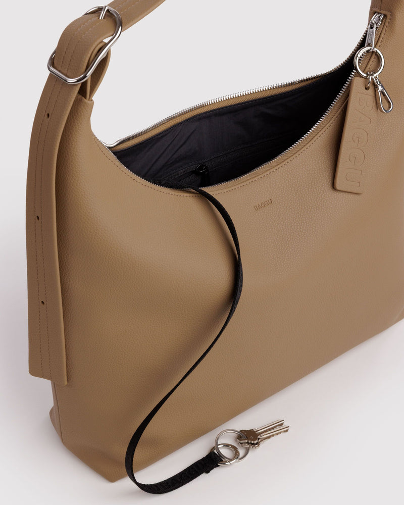 BAGGU  Recycled Leather Shoulder Bag - Dune