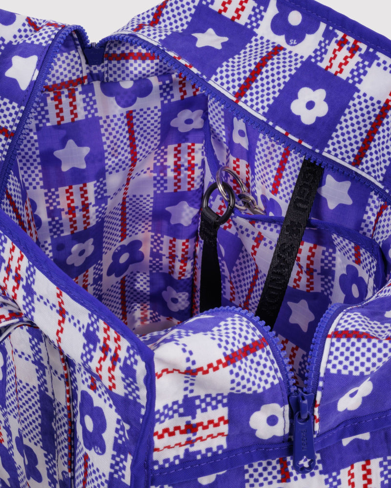 BAGGU  Large Nylon Market Bag - Market Plaid Blue