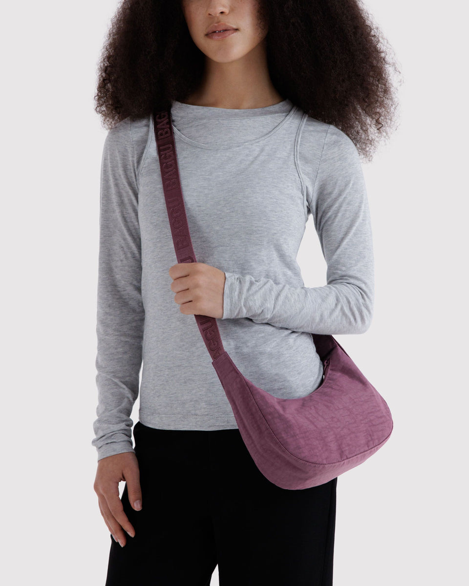 BAGGU New Arrivals Small Nylon Crescent Bag - Wild Plum