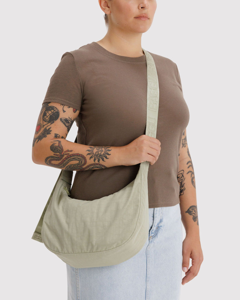 BAGGU  Medium Nylon Crescent Bag - Celadon