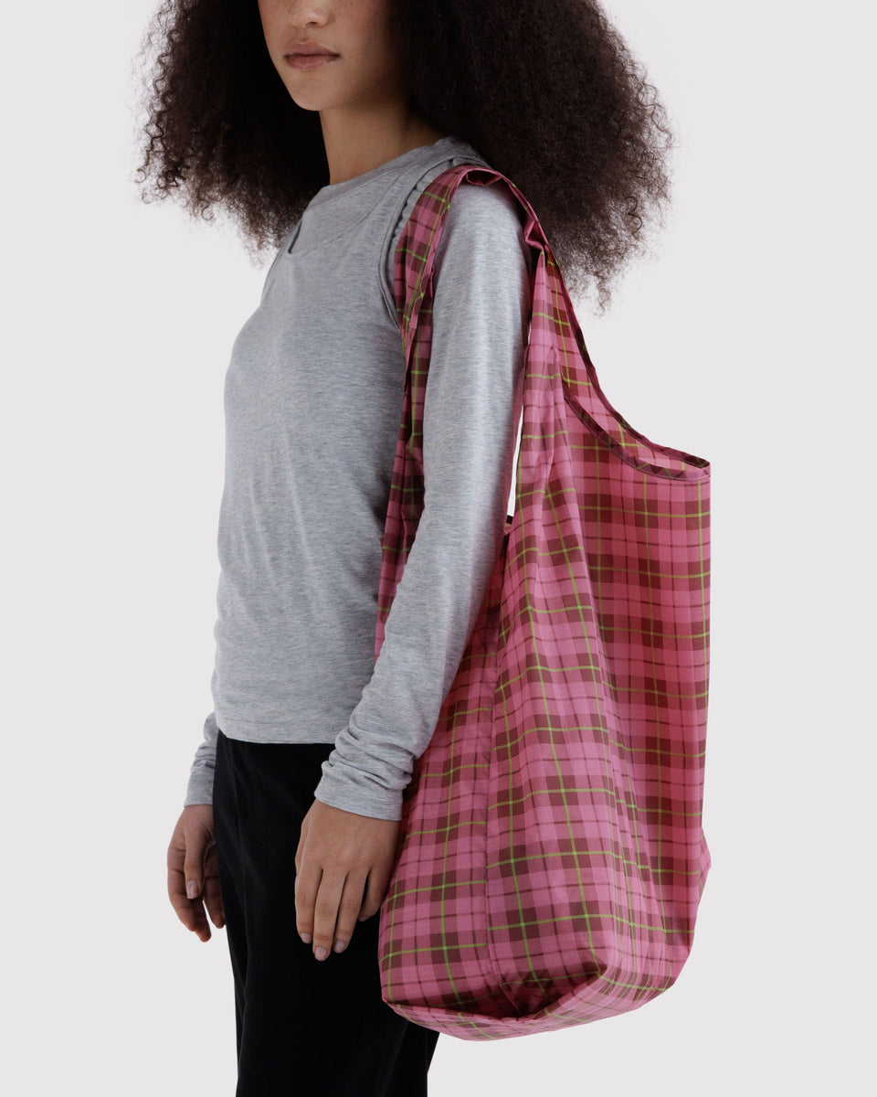 BAGGU Reusable Bags Big Baggu - Azalea Pink Tartan