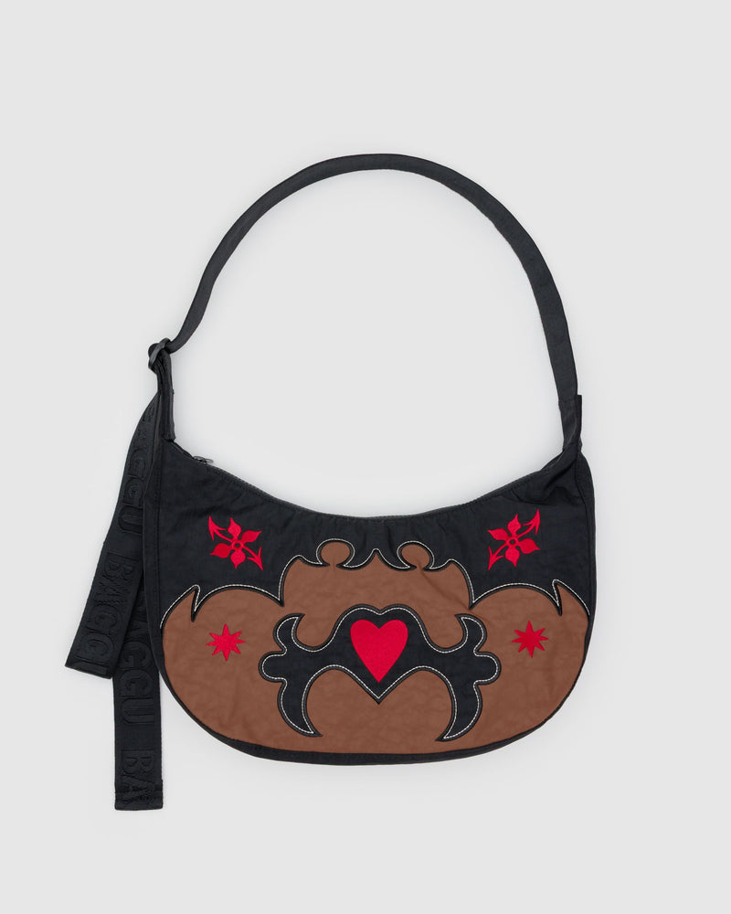 BAGGU  Medium Nylon Crescent Bag - Western Appliqué