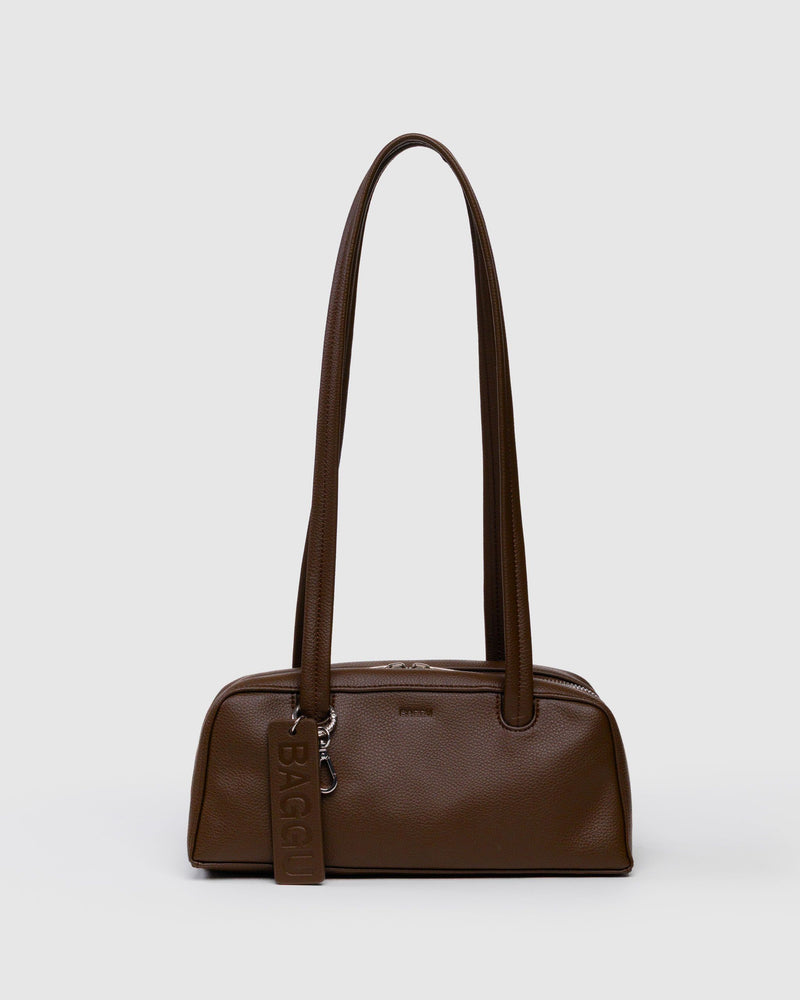 BAGGU  Small Recycled Leather Bowler Bag - Brown
