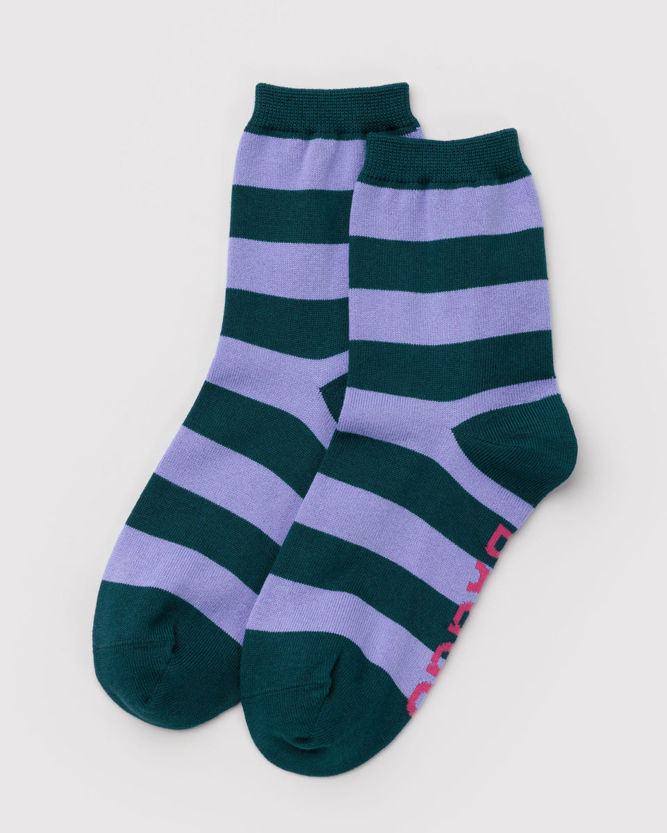 BAGGU Hansel From Basel Crew Sock - Malachite Stripe