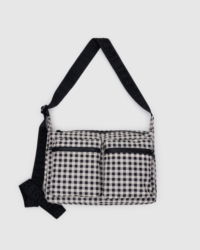 BAGGU  Medium Cargo Crossbody - Black & White Gingham