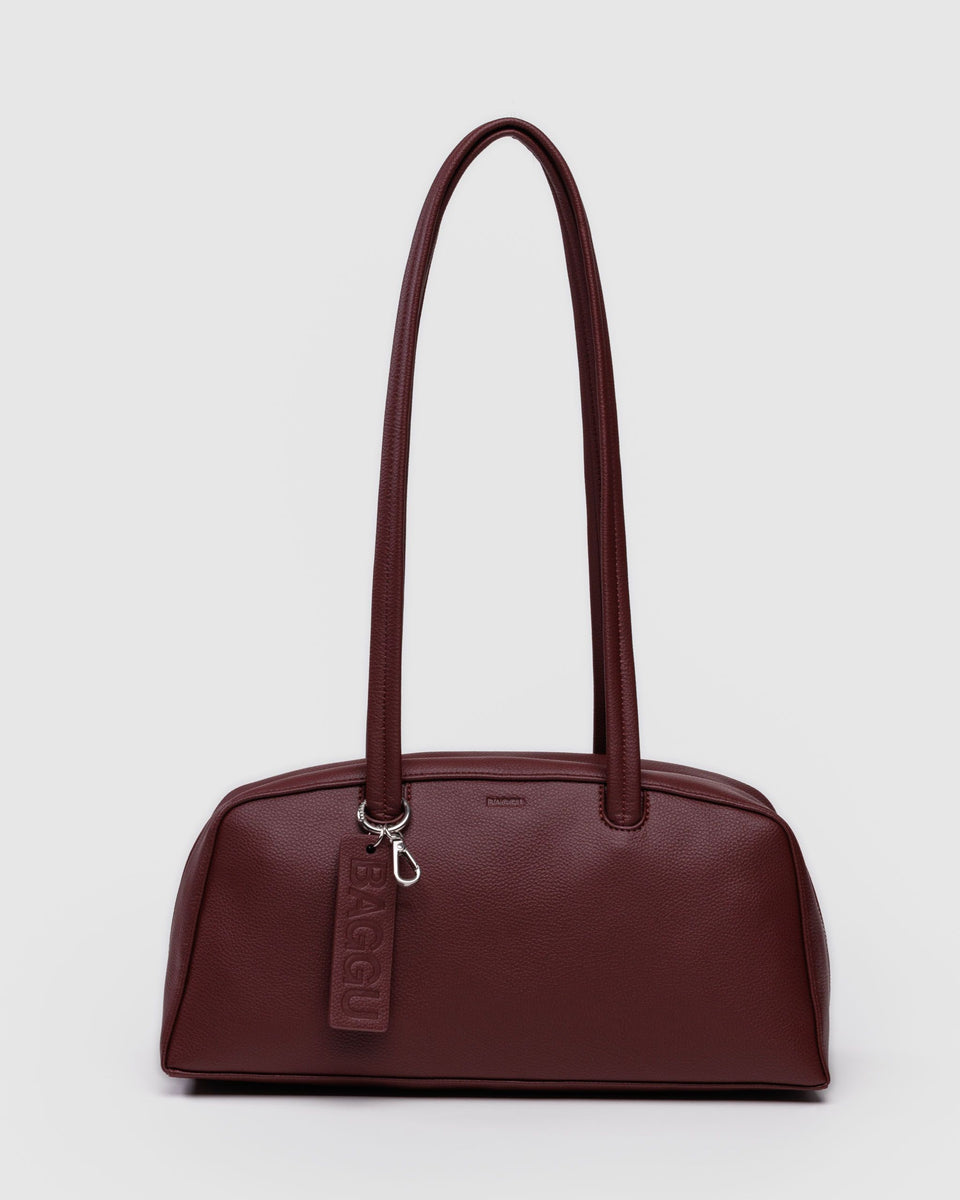 BAGGU Recycled Leather 2025 - Shipping Recycled Leather Bowler Bag - Mahogany
