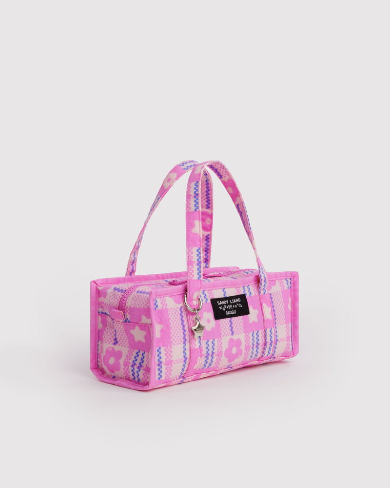 BAGGU  Mini Nylon Market Bag - Market Plaid Pink