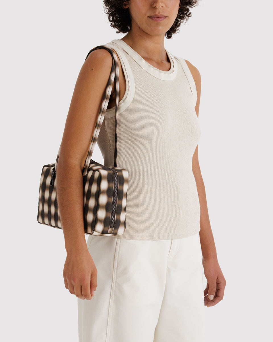BAGGU Products Nylon Bowler Bag - Blurred Gingham Brown