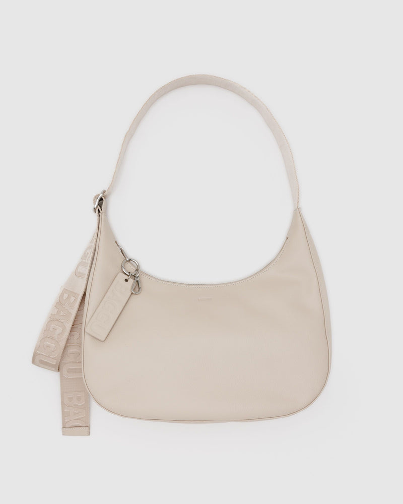 BAGGU  Medium Recycled Leather Crescent Bag - Stone