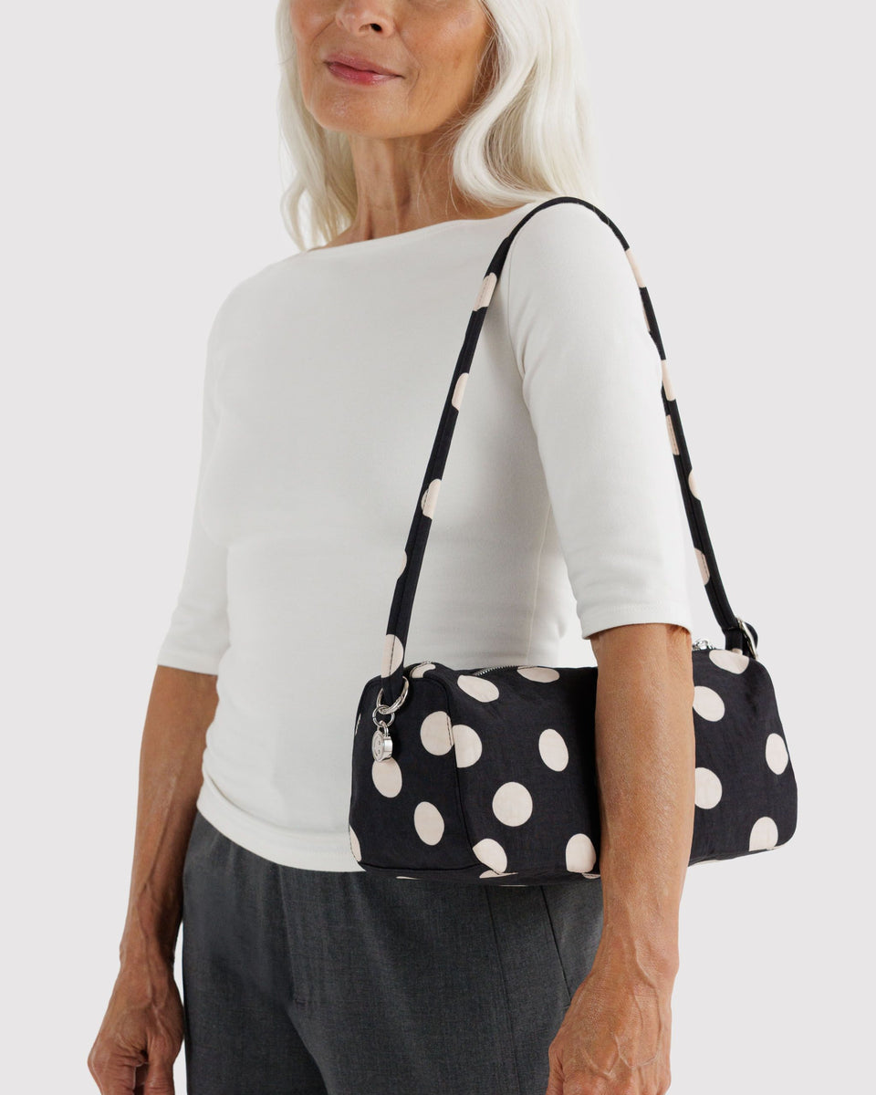 BAGGU Black Bags Nylon Loaf Bag - Black and Cream Polka Dot