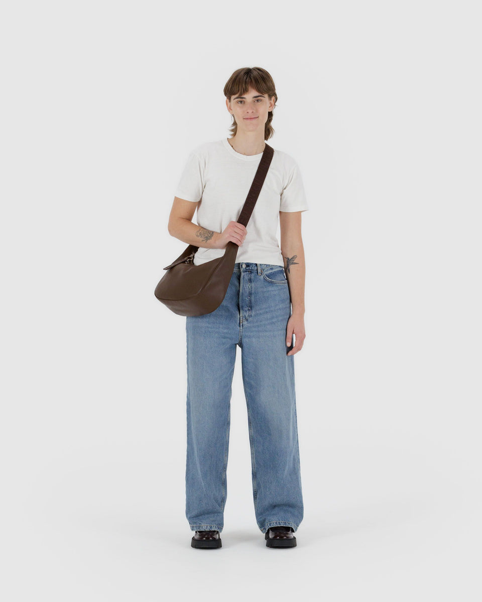 BAGGU Products Medium Recycled Leather Crescent Bag - Brown