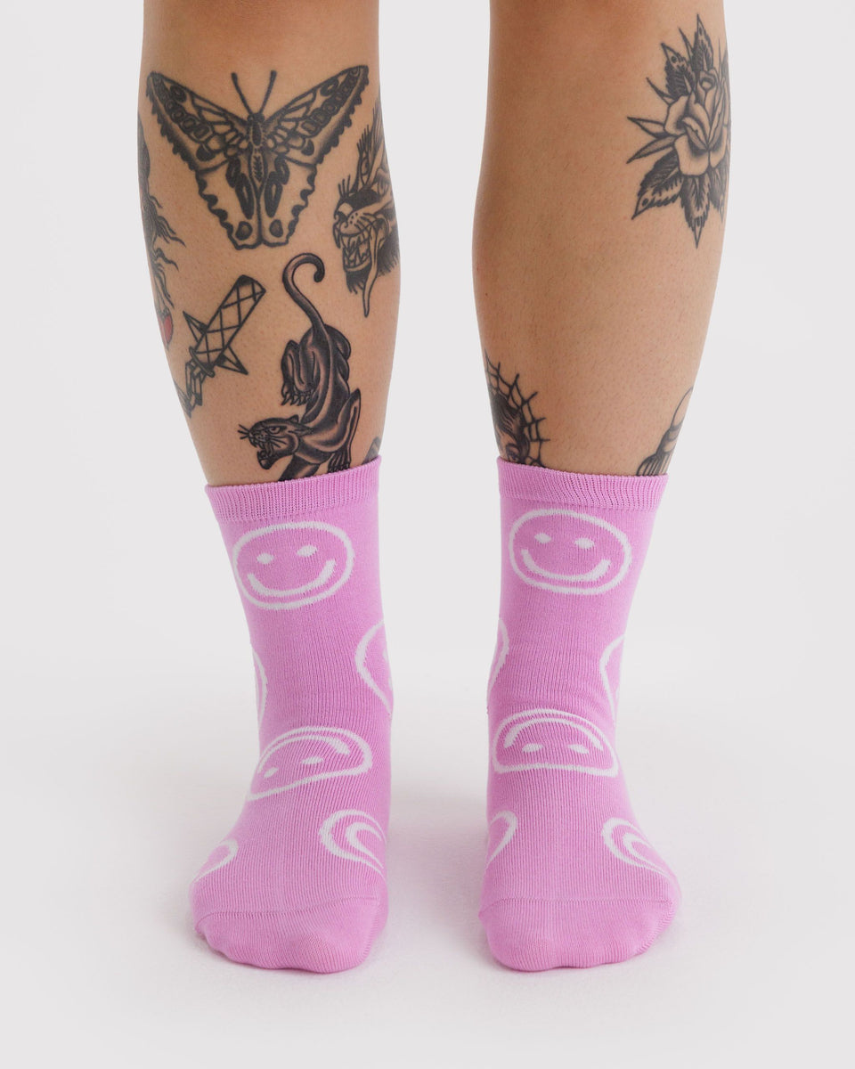 BAGGU Hansel From Basel Crew Sock - Pink Happy