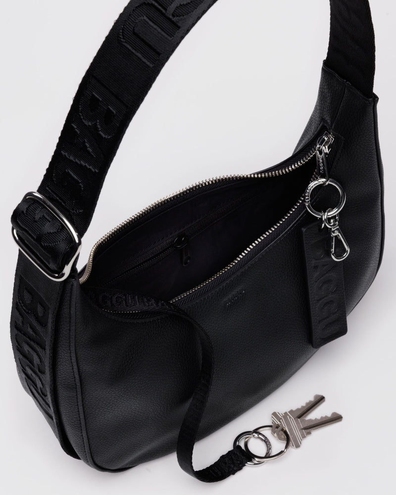 BAGGU.com  Small Recycled Leather Crescent Bag - Black