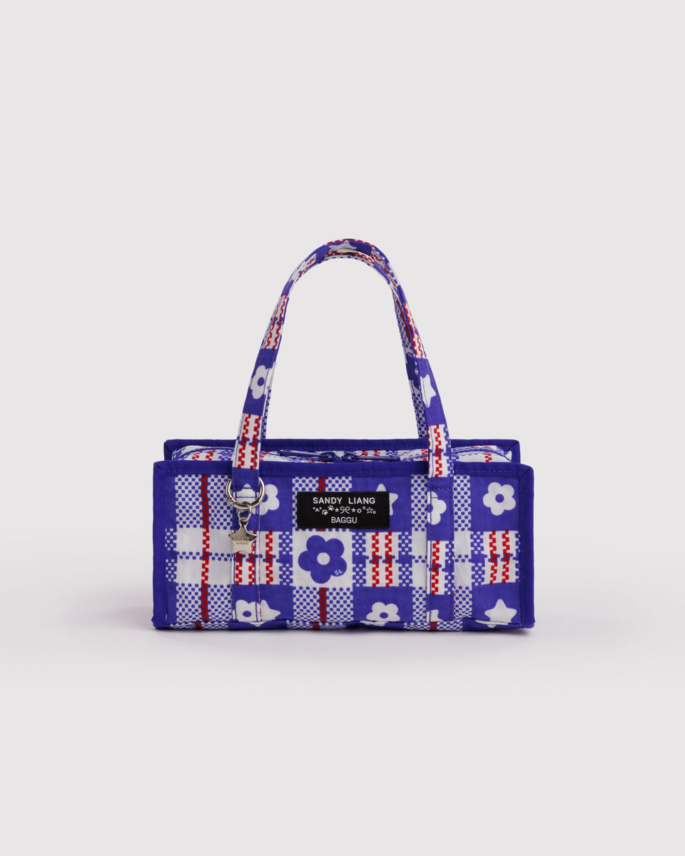 BAGGU Products Mini Nylon Market Bag - Market Plaid Blue