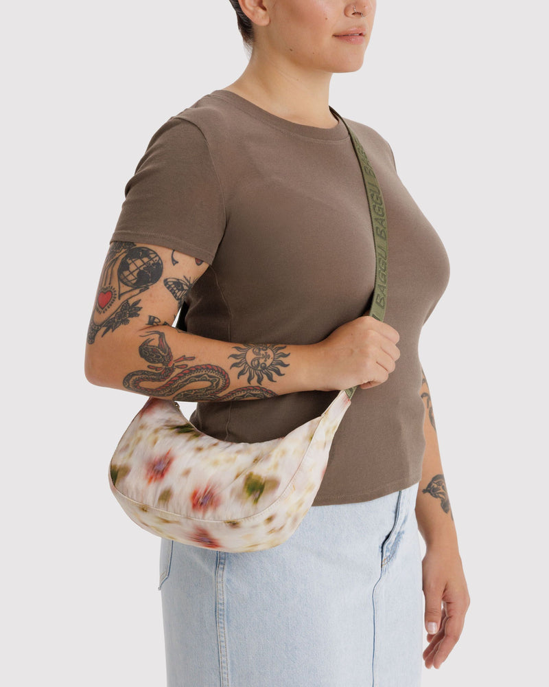 BAGGU  Small Nylon Crescent Bag - Abstract Floral