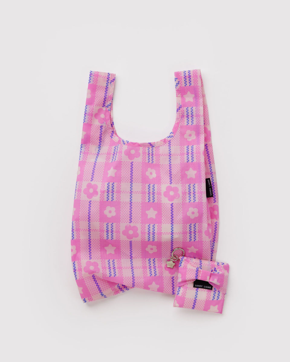 BAGGU Products Baby Bow Baggu - Market Plaid Pink