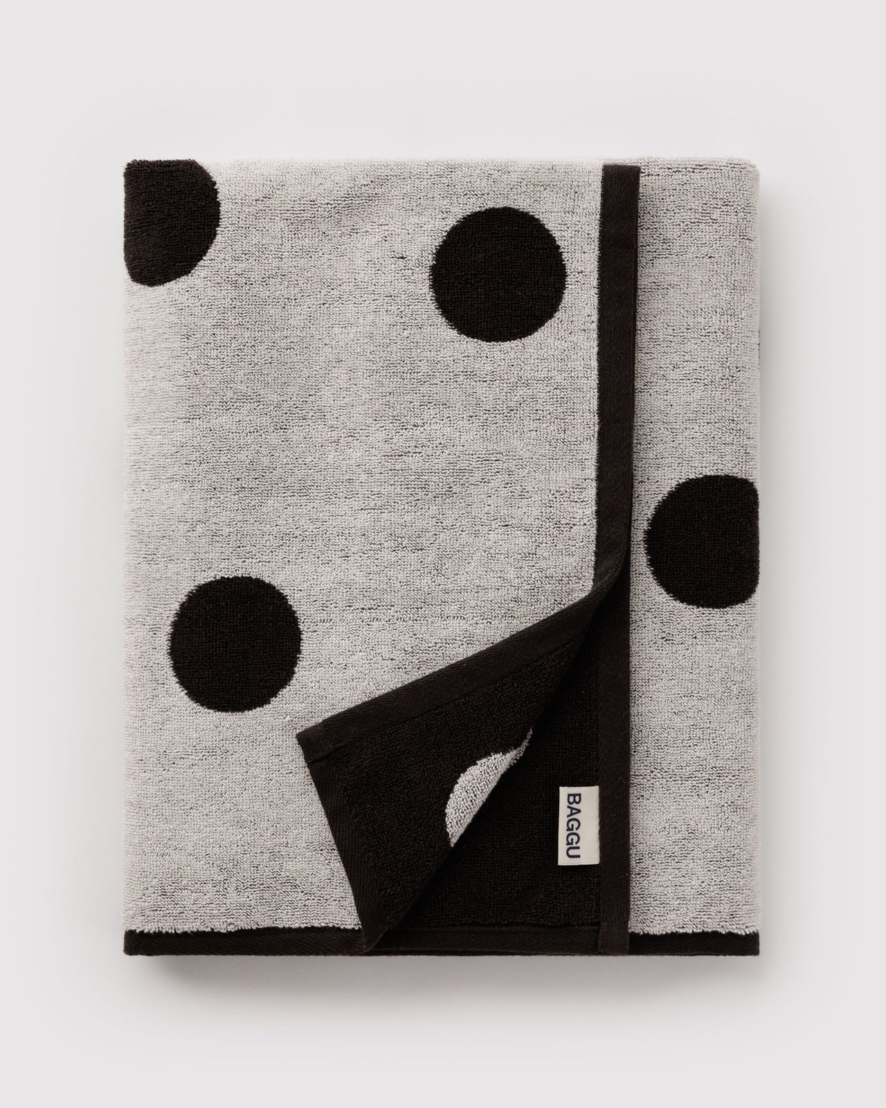 Bath Towel - Cream and Black Polka Dot