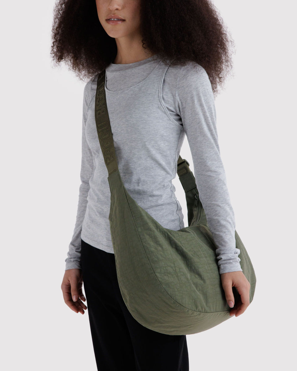 BAGGU Crossbody Bags Large Nylon Crescent Bag - Caper