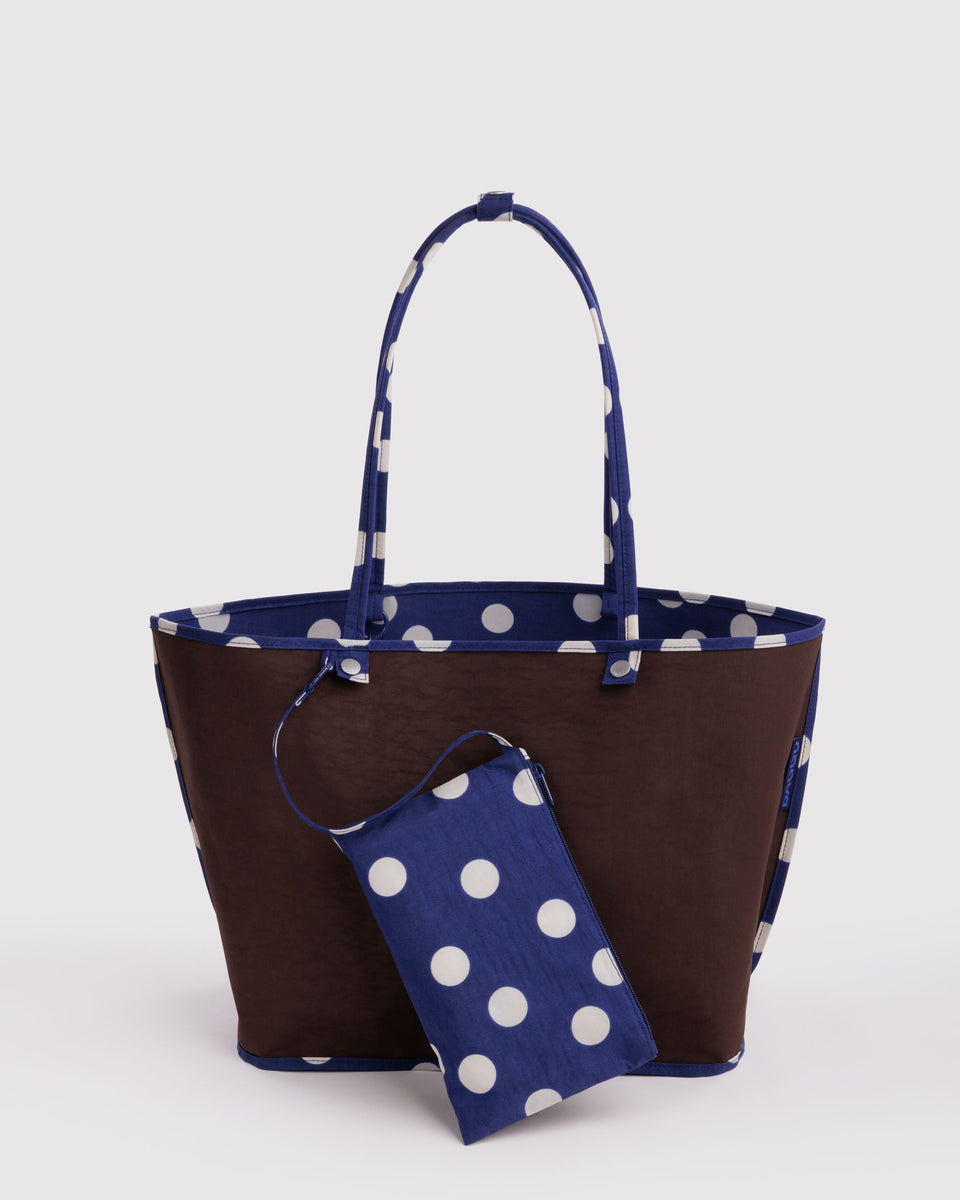 BAGGU BFCM 2024 Large Nylon Reversible Tote - Navy Polka Dot Mix