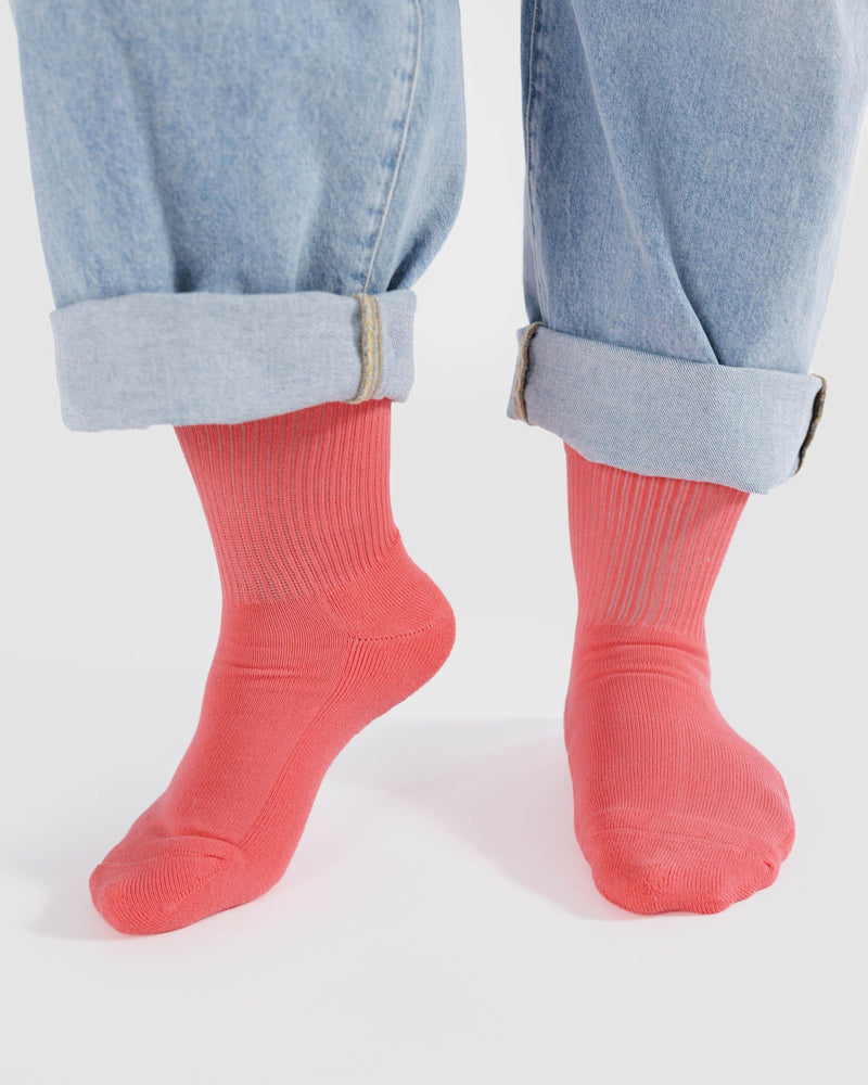 BAGGU  Ribbed Sock - Watermelon Pink