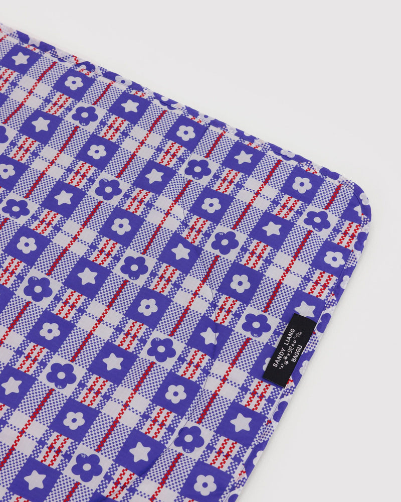 BAGGU  Puffy Picnic Blanket - Market Plaid Blue