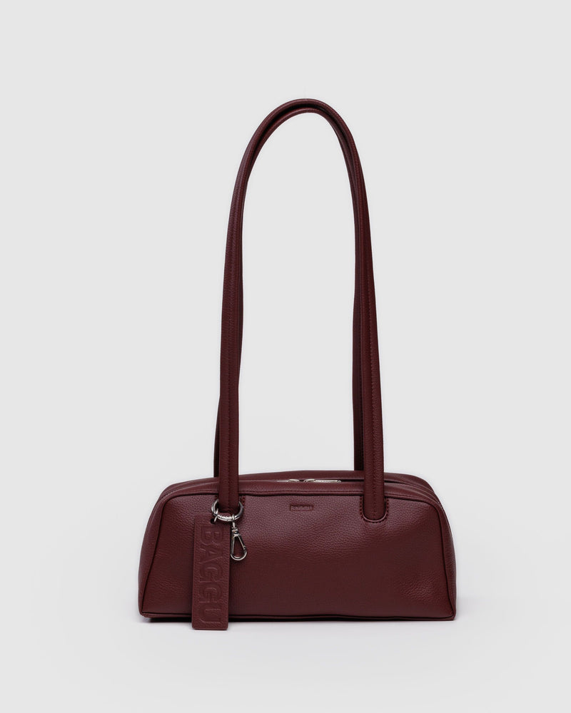 BAGGU ALL PRODUCTS Small Recycled Leather Bowler Bag - Mahogany