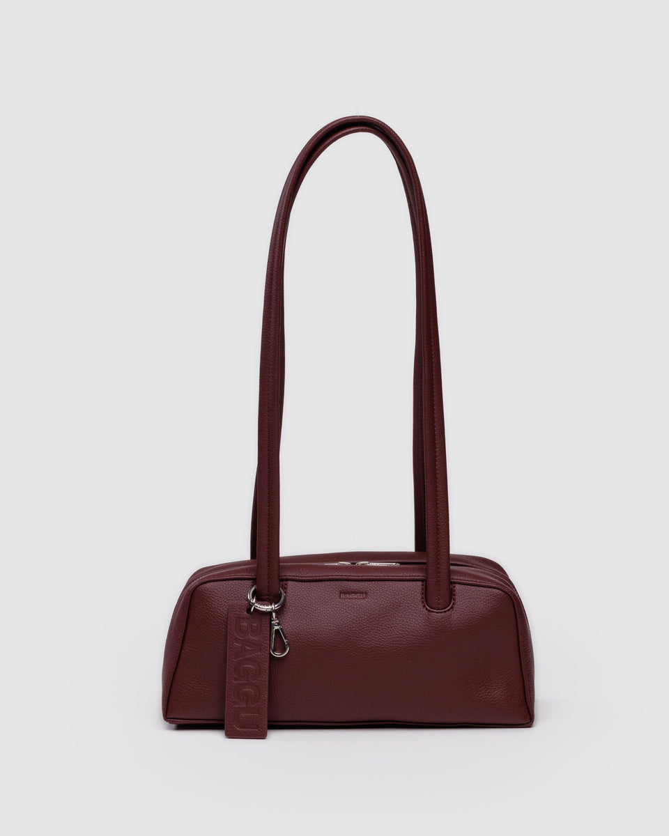 BAGGU Recycled Leather 2025 - Shipping Small Recycled Leather Bowler Bag - Mahogany