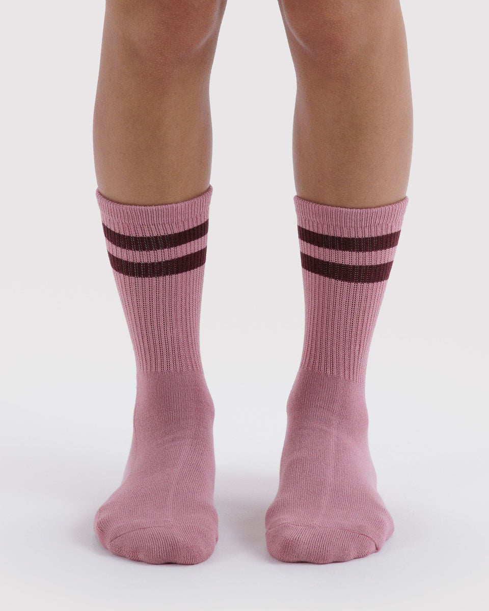 BAGGU Socks and Slippers Ribbed Sock - Wild Plum Stripe