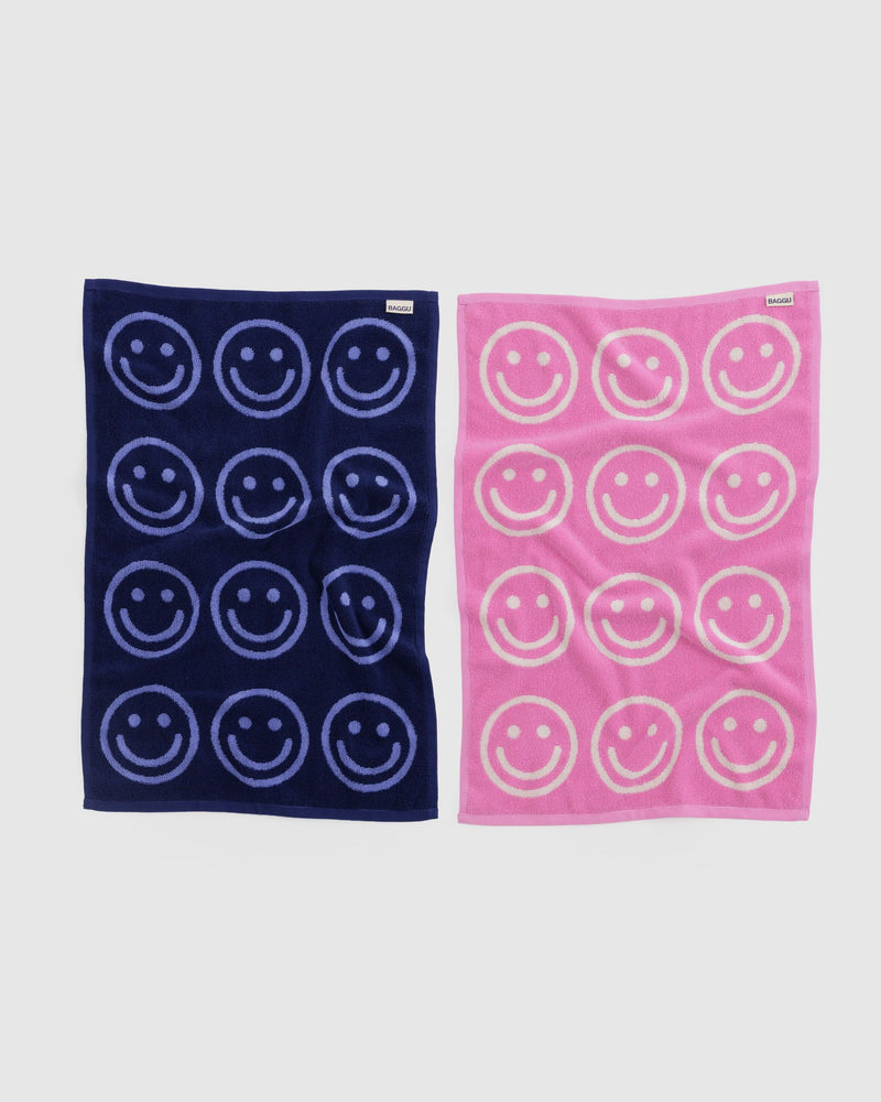 BAGGU  Hand Towel Set of 2 - Happy Pink Blue